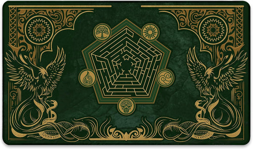 Emerald Phoenix (Stitched) - MTG Playmat - Compatible with Magic the Gathering Playmat - Play MTG, Yugioh, TCG - Original Play Mat Art Designs & Accessories