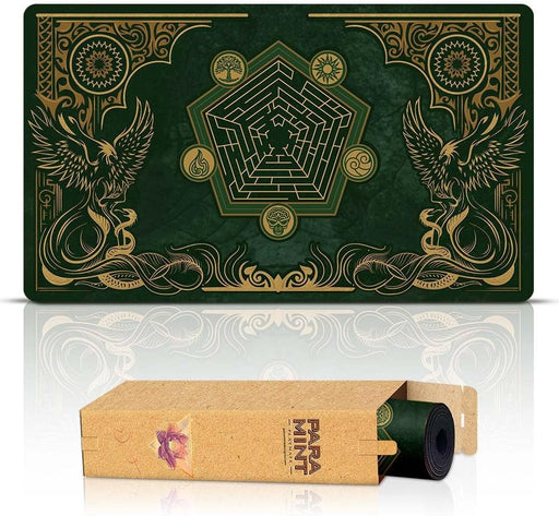 Emerald Phoenix (Stitched) - MTG Playmat - Compatible with Magic the Gathering Playmat - Play MTG, Yugioh, TCG - Original Play Mat Art Designs & Accessories